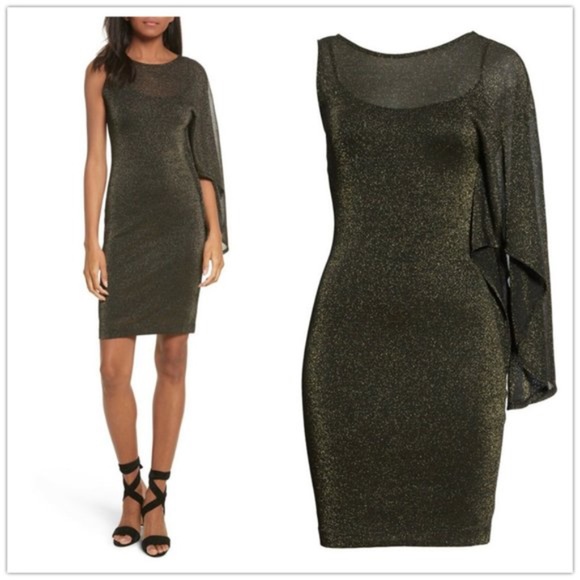 NWT Ted Baker Monyca Drape One Shoulder Sparkly Dress - Picture 5 of 14